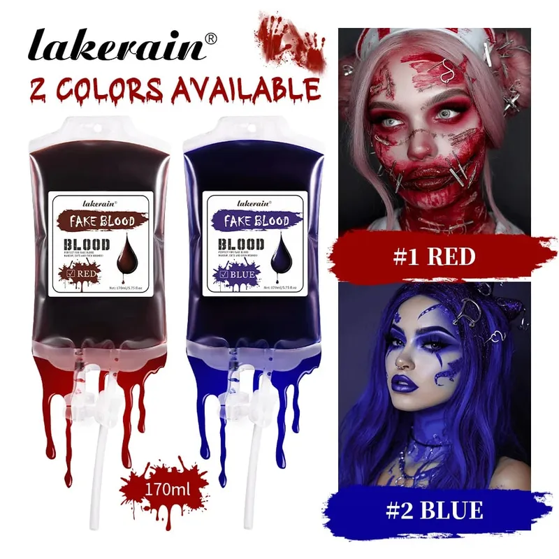 Halloween Horror Makeup Set High Saturated Color Long-Lasting Easy Off Safe Formula Fake Blood Lip Stain for Halloween Cosplay