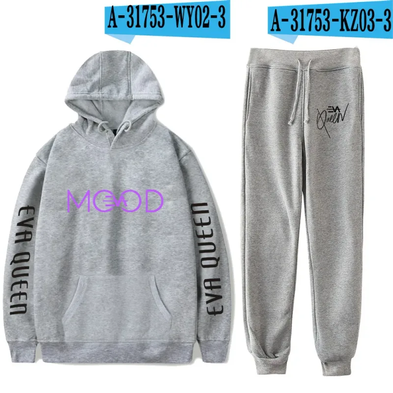 Hip Hop Comfortabel Eva Queen Print Sweatshirt Joggingbroek Pak Hoodies + Broek Pak Jongens/Meisjes 2 Delige Set Kleding