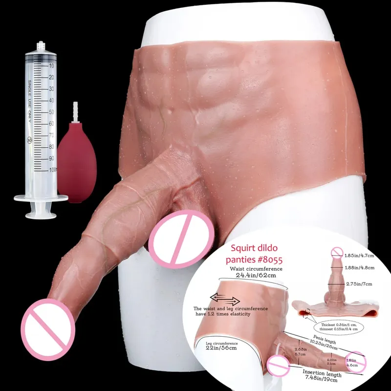 Black Nude Strapon Big Realistic Ejaculation Dildo Silicone Squirting Panties With Simulated Solid Penis Sex Toy For Women — image 50