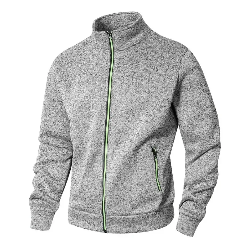 Panlalaking Stand Collar sweatshirt kaswal na zipper Cardigan Jacket sa labas ng Long Sleeve Solid Color Pullover Magaang Streetwear