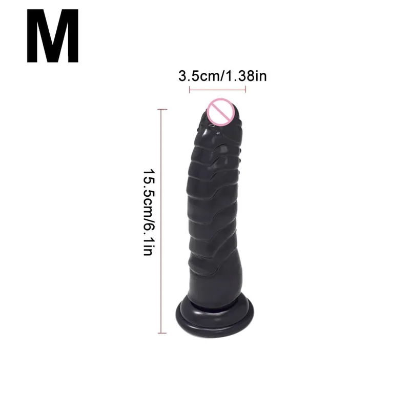 Realistische zwarte dildo met sterke zuignap, zacht penis-seksspeeltje voor vrouwen en mannen, handsfree anaal vaginaal speelgoed voor volwassenen in M