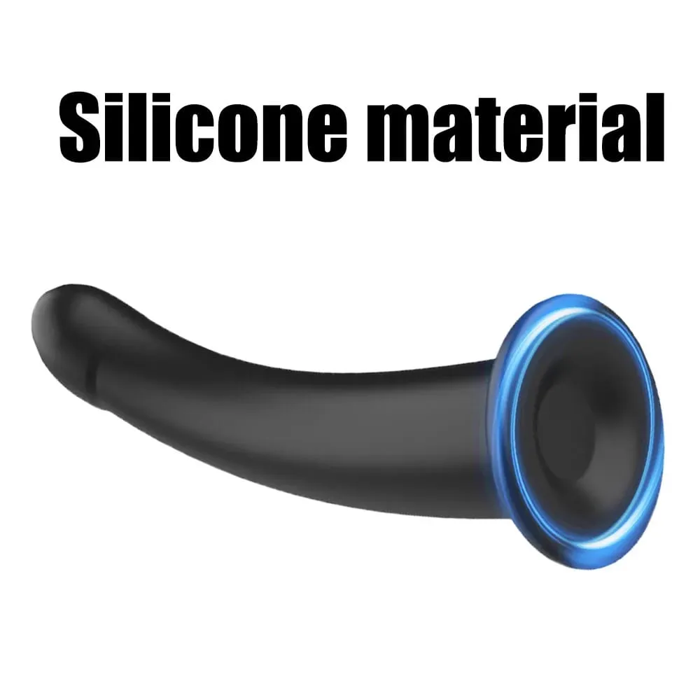Adjustable Silicone Strap On Dildo Harness with Strong Suction Cup Slim Curved Pegging Dildo Wearable Sex Toy for Women Men Cou