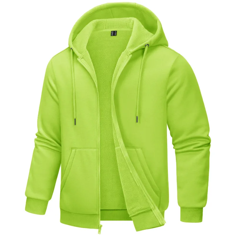 Big Pockets Fleece Lining Hoodies Mens Hooded Coats Full Zip Up Casual Hoodie Jackets Athlete Running Hiking Sportswear — image 39