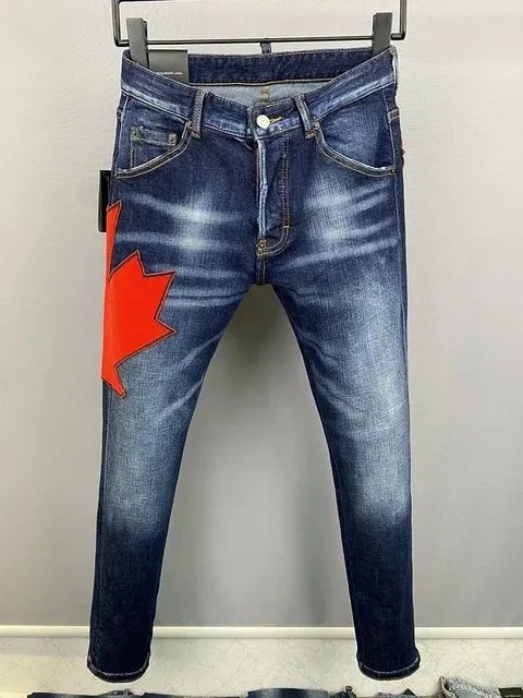 D2 Hombres Jeans Pantalones De Mezclilla Agujero Slim Lápiz Pantalones Botones De Metal Clásicos De Fiesta Moda Negro DSQ2 JENAS