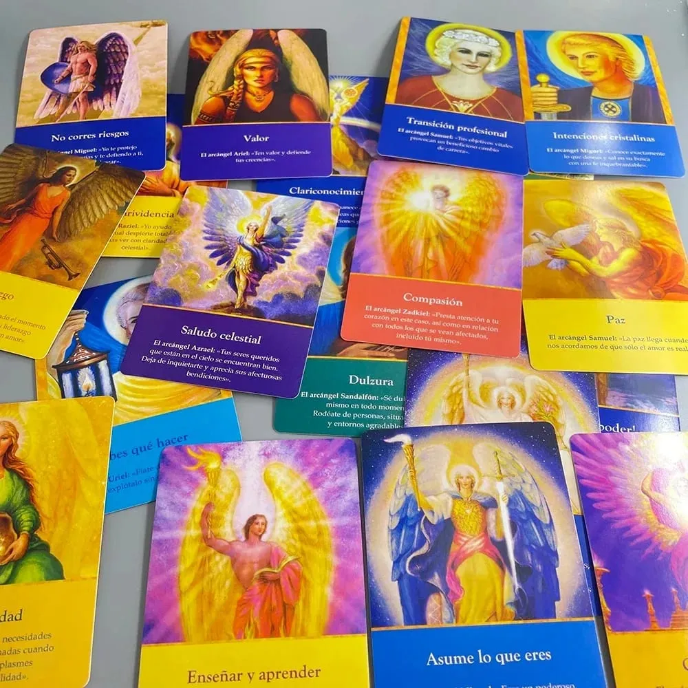 10.4*7.3cm Archangel Oracle Cards In Spanish Version Fate Tips Angels Oraculos Board Games Deck 44 Pcs Cards