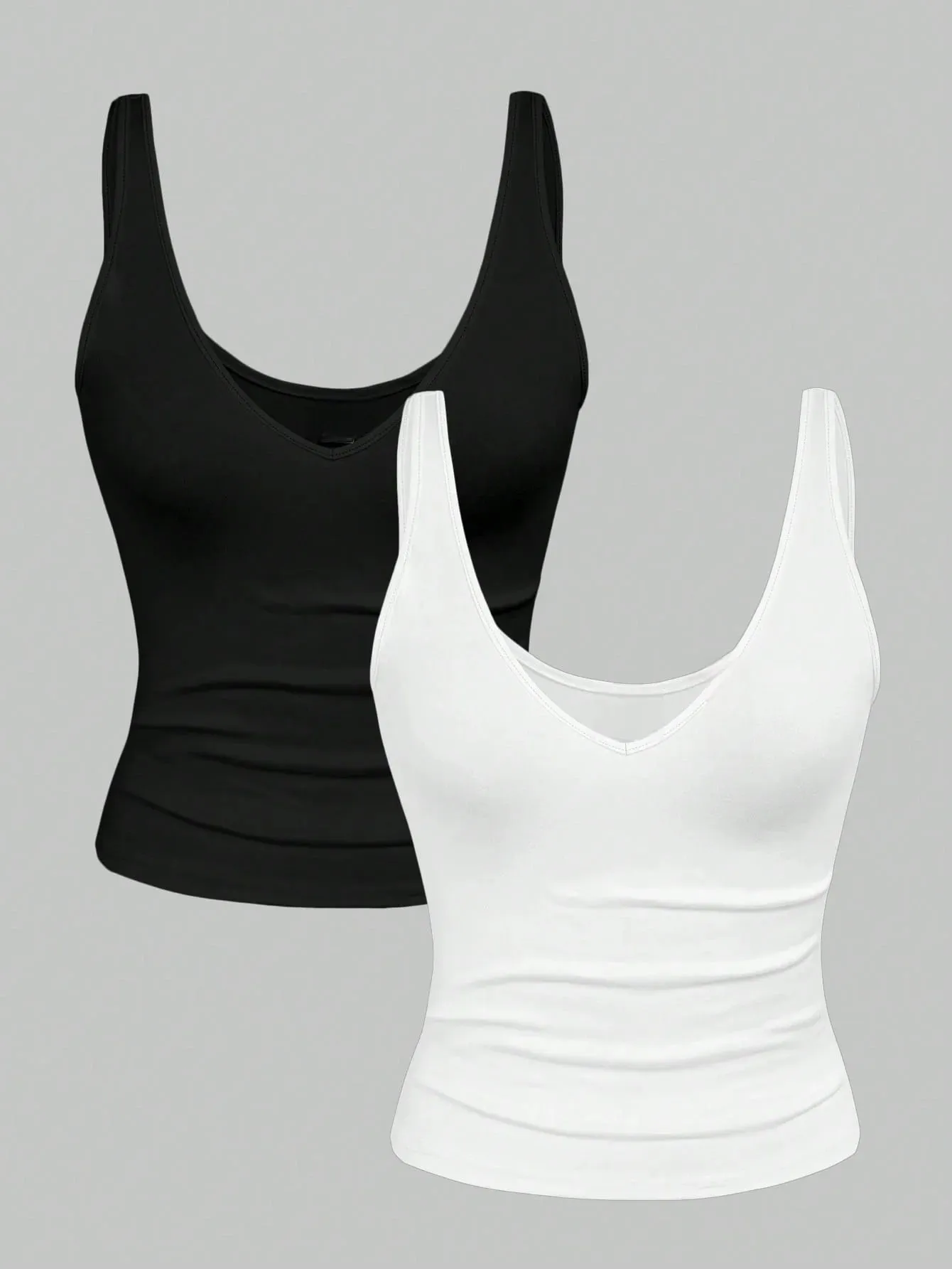 Spring/Summer/Autumn New Season Versatile Trendy Deep V-Neck Backless Tank Top Two-Piece Set
