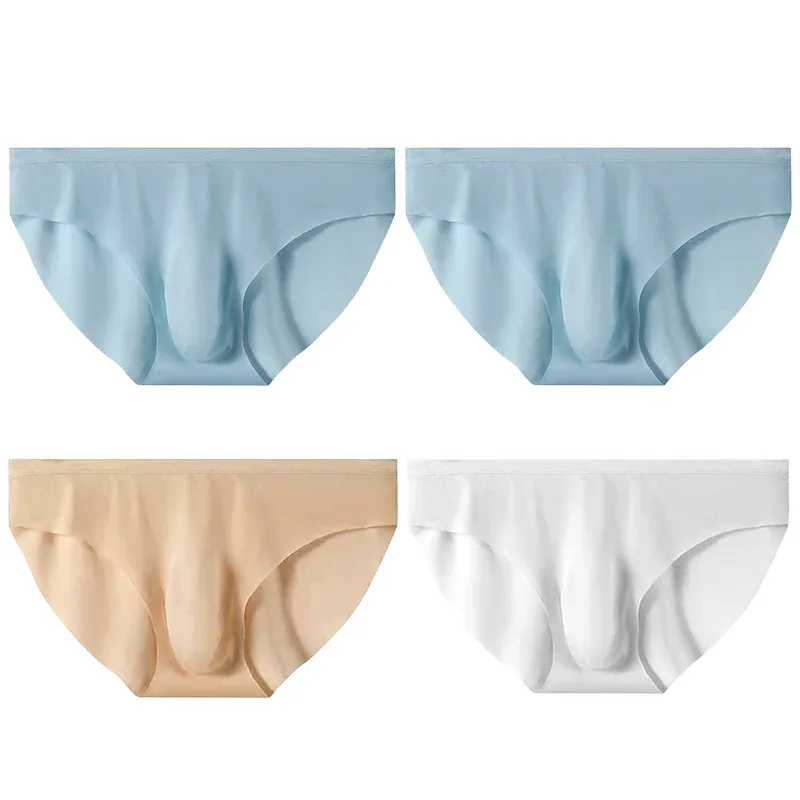 4 adet erkek Buz Ipek Külot Yaz Şeffaf Dikişsiz Seksi Çabuk kuruyan Trendy nefes alan iç çamaşırı Ultra ince Külot