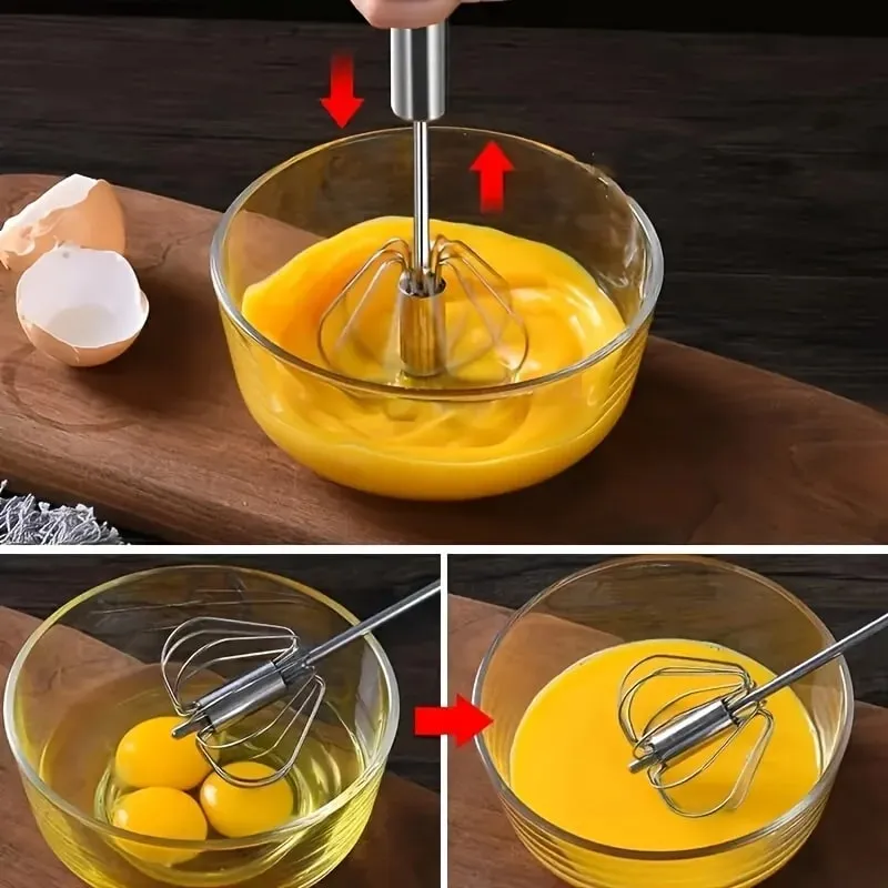 Stainless Steel Egg Beater Durable Semi-Automatic Mixer for Effortless Egg Cream Mixing Stirring and Beating for Kitchen Baking — image 3