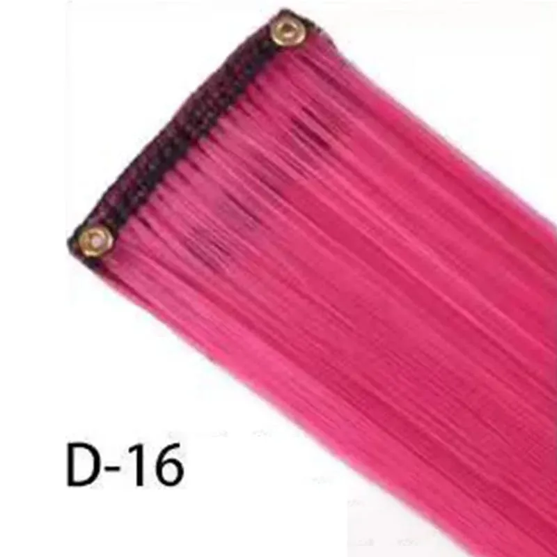 Synthetic 10Pcs colorful Hair Extensions Clip in Colored Party Highlights Extension for Kids Girls Long Straight Hairpiece