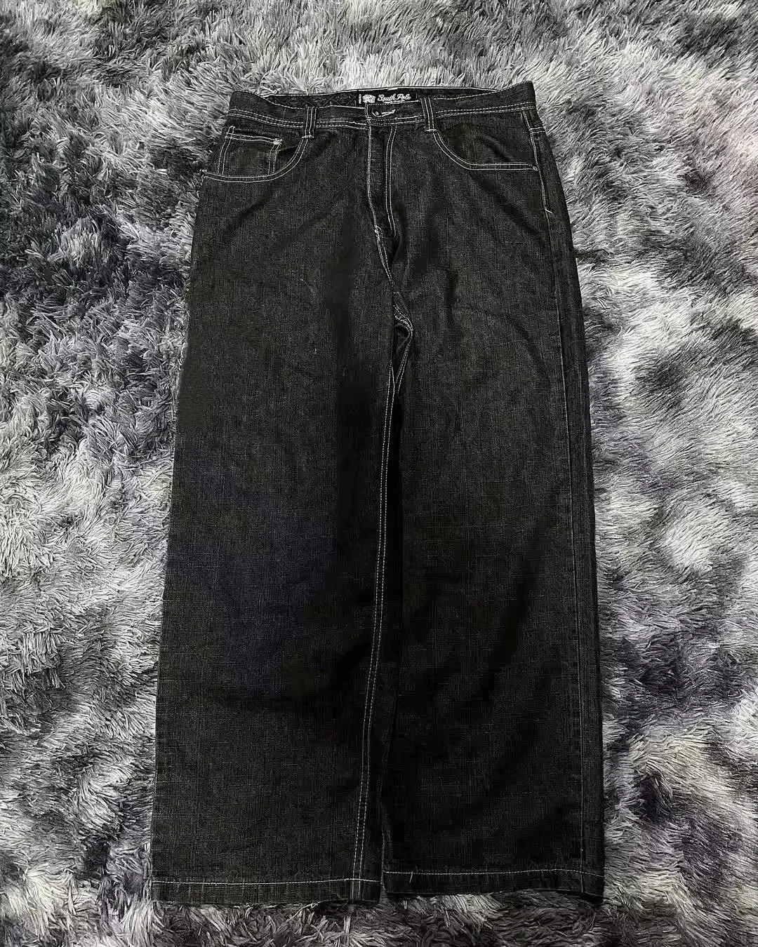 American Y2K Street Trend Letter Embroidered Loose Jeans Men Harajuku New Hip Hop Oversized Wide-leg Pants Unisex Mopping Jeans