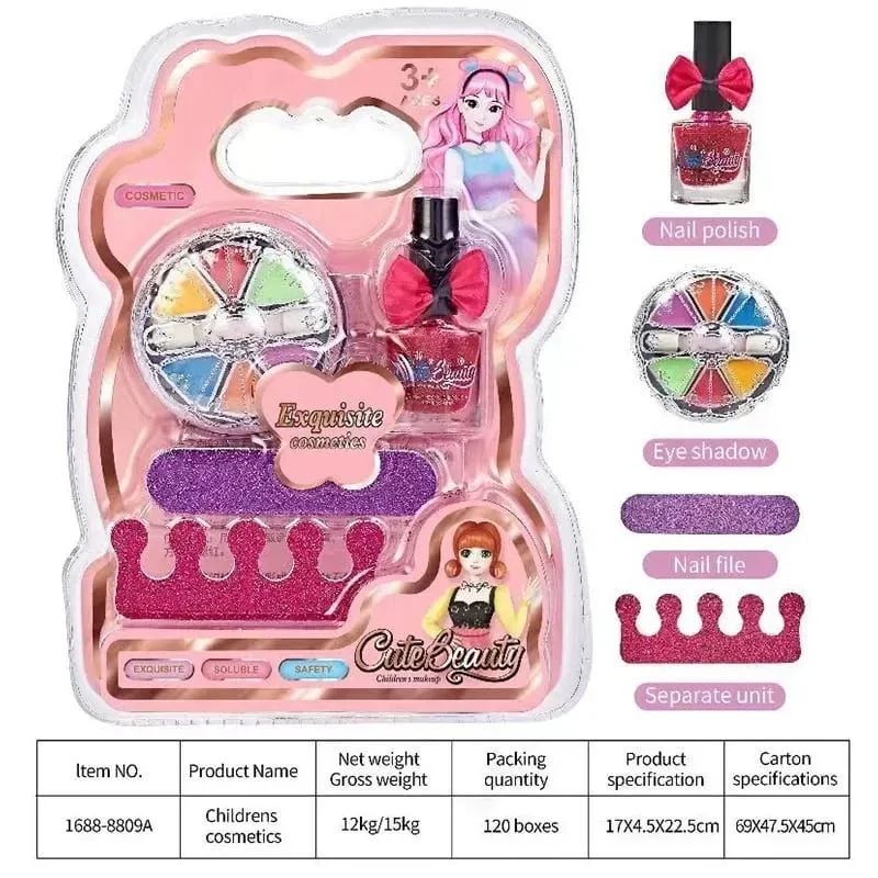 Kit de maquillage pour enfants, gloss, fard à paupières, vernis à ongles, lime, maquillage Non toxique, cosmétiques princesse pour filles, lavable, cadeau de noël pour enfants — image 2