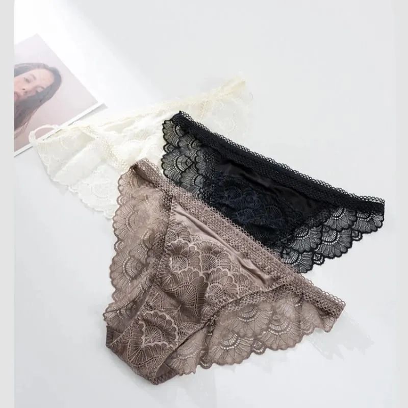 Birdtree Real Silk Bra Brief Set Women Triangle Cup Underwear Low Waist Brief Lace Elegant Sets 2026 Spring New A61815JF — image 6