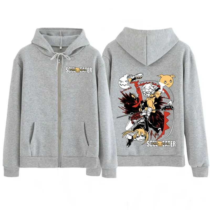 Anime Soul Eater MAKA ALBARN Zipper Hoodie Pakaian Wanita Lelaki Lucu Fesyen Pakaian Bersaiz Besar Pakaian Jalan Lengan Panjang Kasual