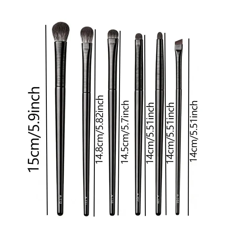 Eye Makeup Brush Set 6 Pcs Professional Blending Eyeshadow Makeup Brushes for Concealer Eyebrows Eyeliner Soft Hairs & Wood Ha