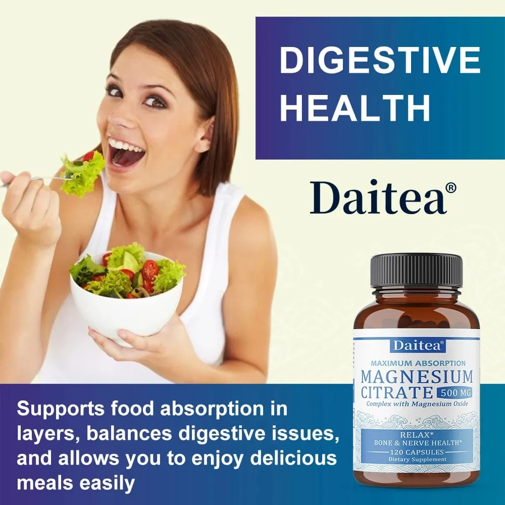 Magnesium Citrate Complex 500 MG para sa Calm Relaxation at Digestion Health Support - High Absorption Magnesium Supplement