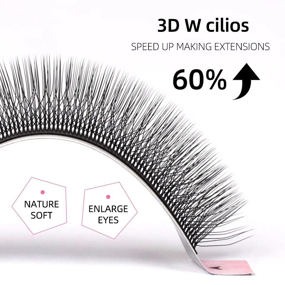 Lashrujade New W-Shaped 3D Fairy Lashes Extension Soft Eyelash Premade Volume Fans Eyelashes Black Brown 3D Spike Clover Lashes — image 4