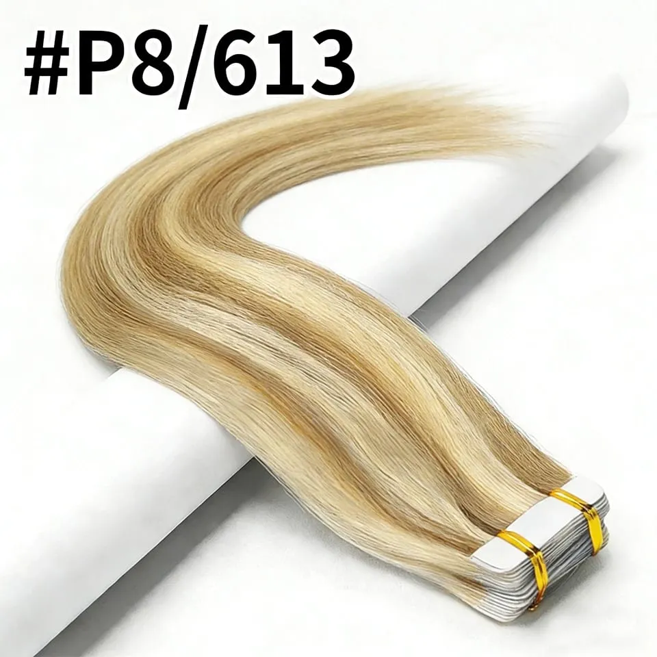 Straight Tape In Hair Extensions 100% Real Remy Human Hair Skin Weft Salon Quality For Woman 50G Tape Ins Human Hair Extension — image 14