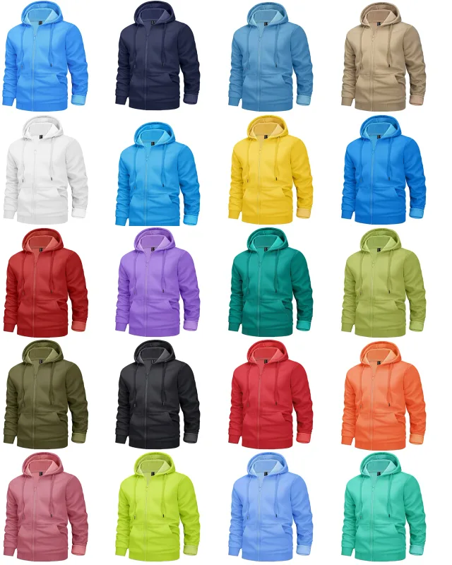 Big Pockets Fleece Lining Hoodies Mens Hooded Coats Full Zip Up Casual Hoodie Jackets Athlete Running Hiking Sportswear — image 14