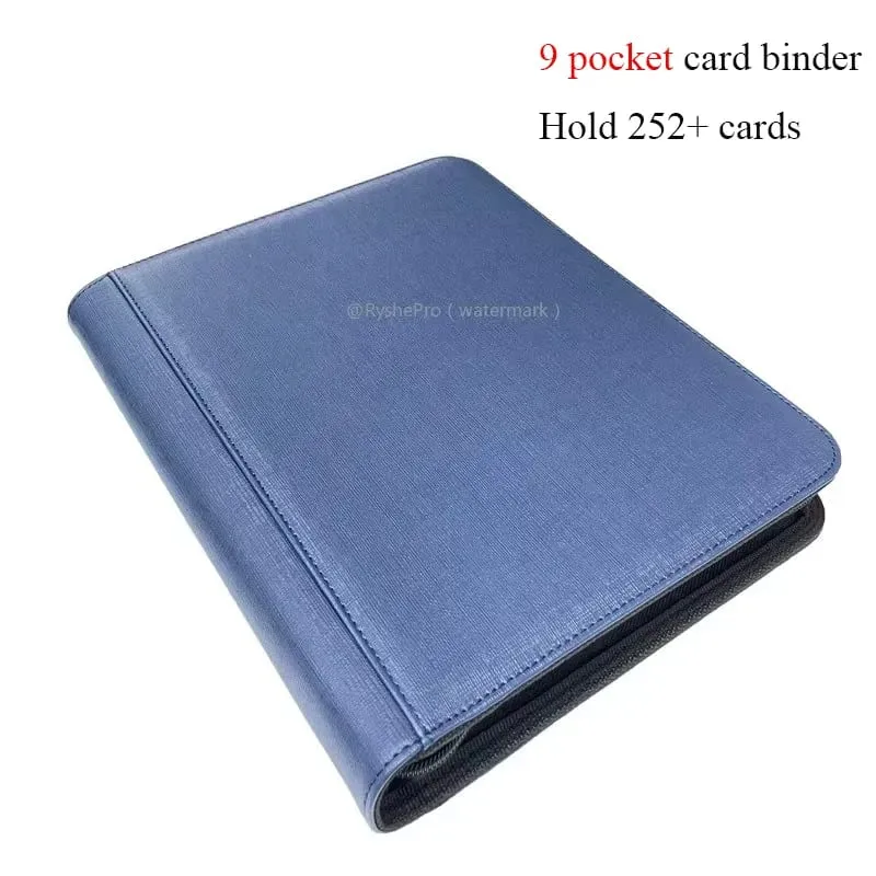 4 Pocket Toploader Binders TCG for PKM Holds 112+ 3"X4" Toploaders Leather Card Holder Double Sided Pockets for MTG PTCG Cards