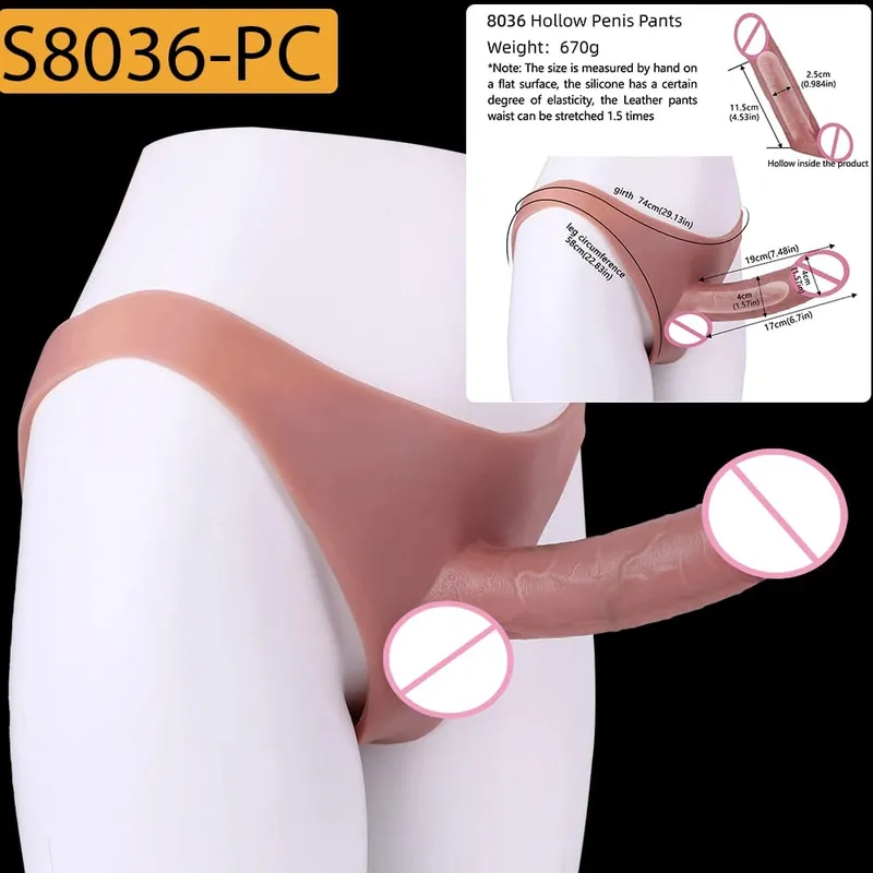 Strap-On Lifelike κάλυμμα πέους насадка на член Large Hollow DildoPants Intimate ενήλικα σεξ παιχνίδι για σεξ ζευγάρια