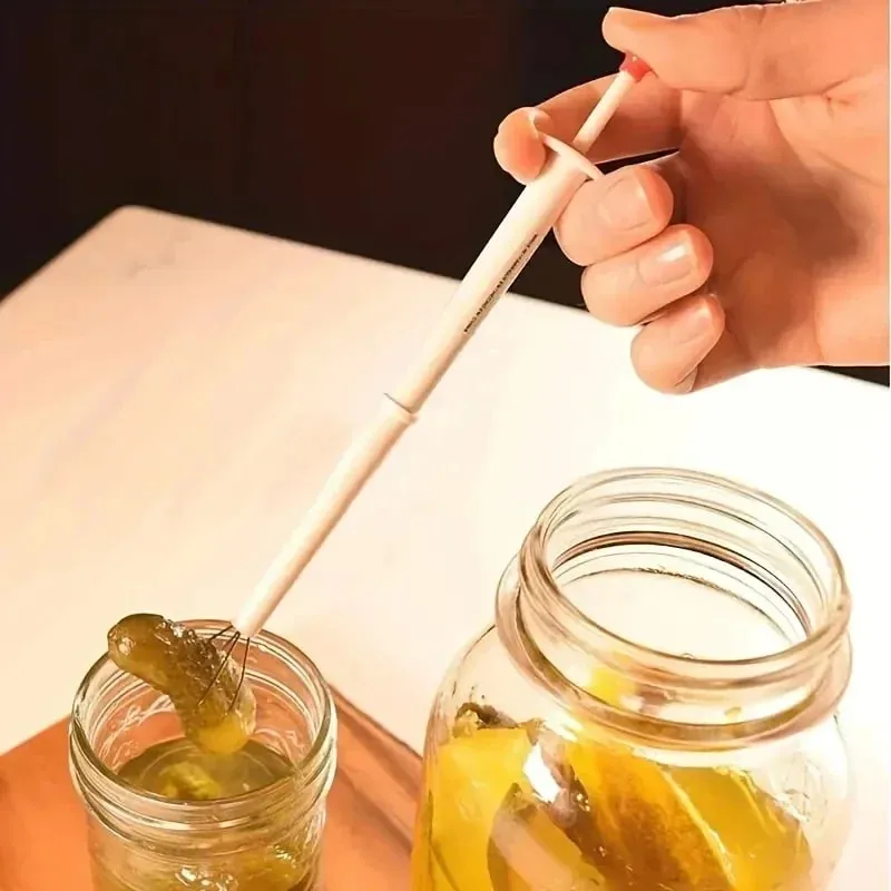Plastic Pickle Clipper Tool - No Mess Pickle Picker W/ Non-Slip Grip for Jar Pickles Olives Kitchen Gadget Dishwasher Safe