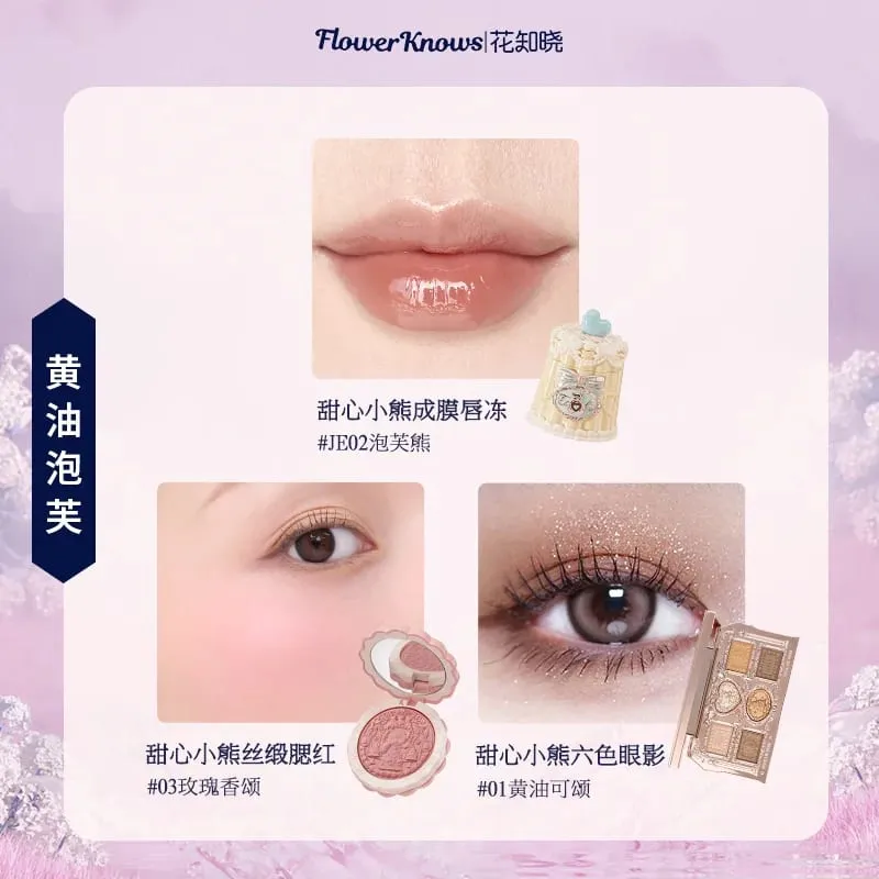 Flowerknows Complete Makeup Gift Set Long-Lasting Lip Glaze Blush & Shimmer Eyeshadow Palette All-in-One Beauty Kit Gift Box
