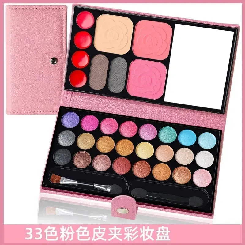 33 Colors Makeup Set Eye Shadow Powder Blush Lipstick Lasting Cosmetics Makeup with Mirror For Beginner Travel Portable Palette
