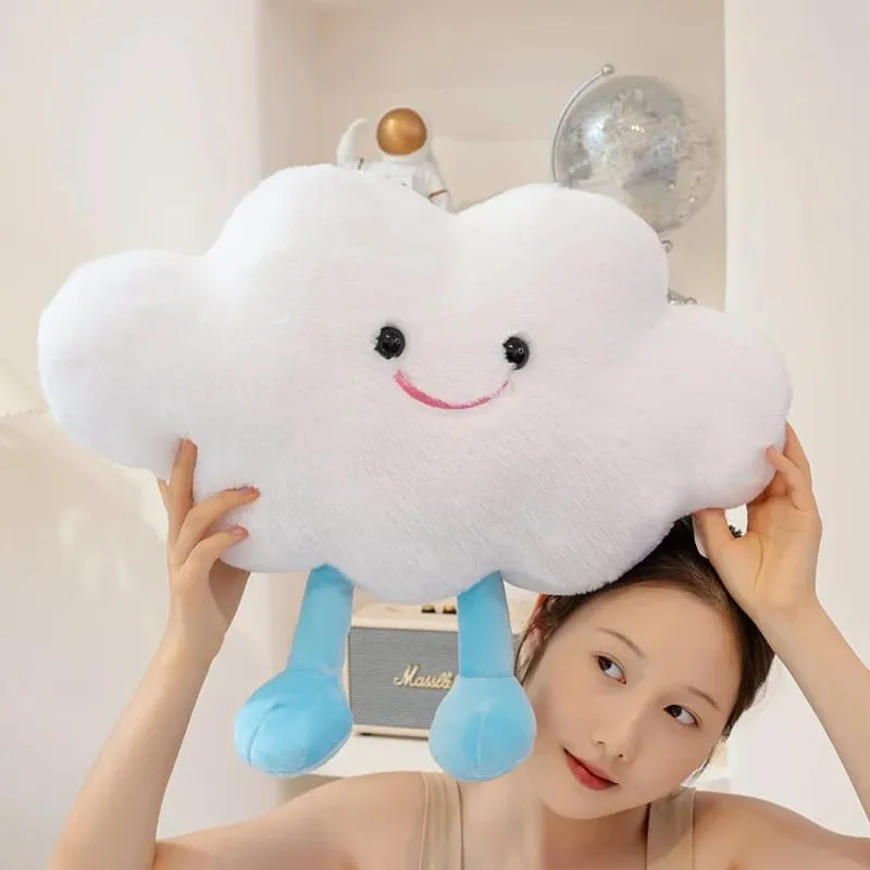 Lovely Smile Moon and Cloud Plush Pillow Comfortable Sofa Cushion Stuffed Soft Doll Home Car Decor Gift