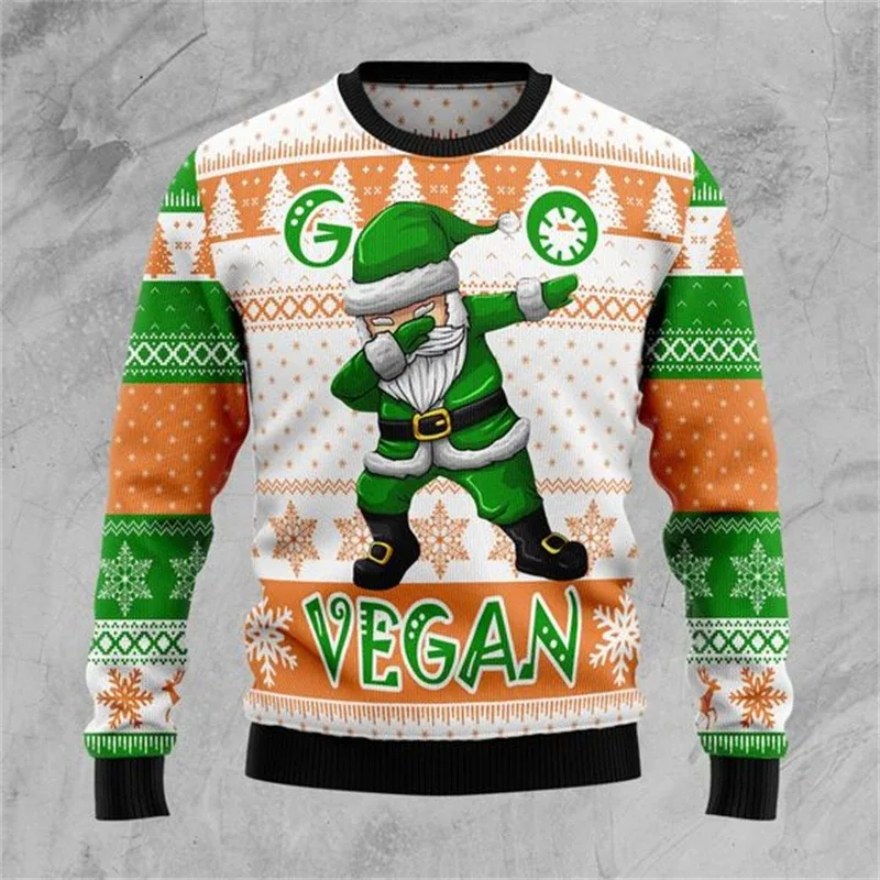 Fashion Santa Claus Graphic Ugly Christmas Sweatshirt For Men Casual Autumn Winter 3D Printed Sweater Loose Breathable Pullovers