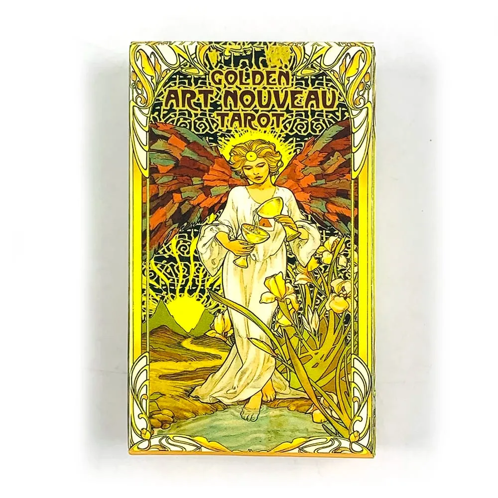 Golden Art Nouveau Tarot 78‑Card Deck Art Nouveau Vintage Style Tarot Cards Divination Fortune‑Telling Board Games Card Game