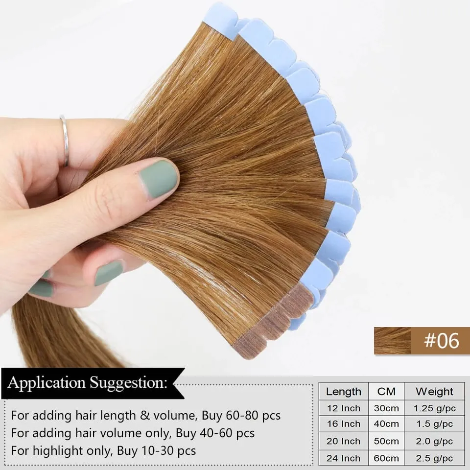 Invisible Adhesive Mini Tape Ins Straight Real Human Hair Extensions Easy Installation Add Volume For Women