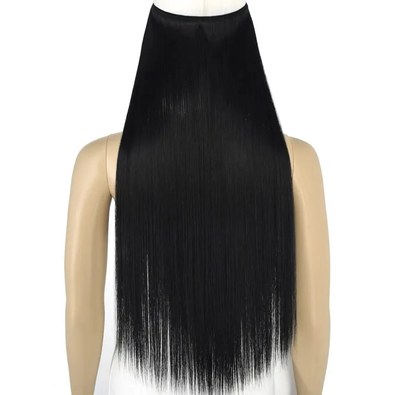 Synthetic Heat Resistant Hair Silky Straight Elasticity Invisible Wire Hair Extensions 8006