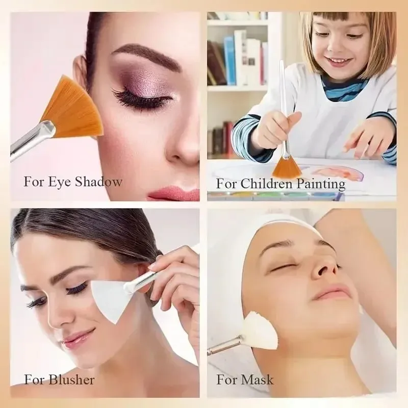 3/6/12pcs Practical Facial Brushes Fan Shape Brush Flat Head Face Mask Applicator Soft Portable Mask Brushes Cosmetic Tools