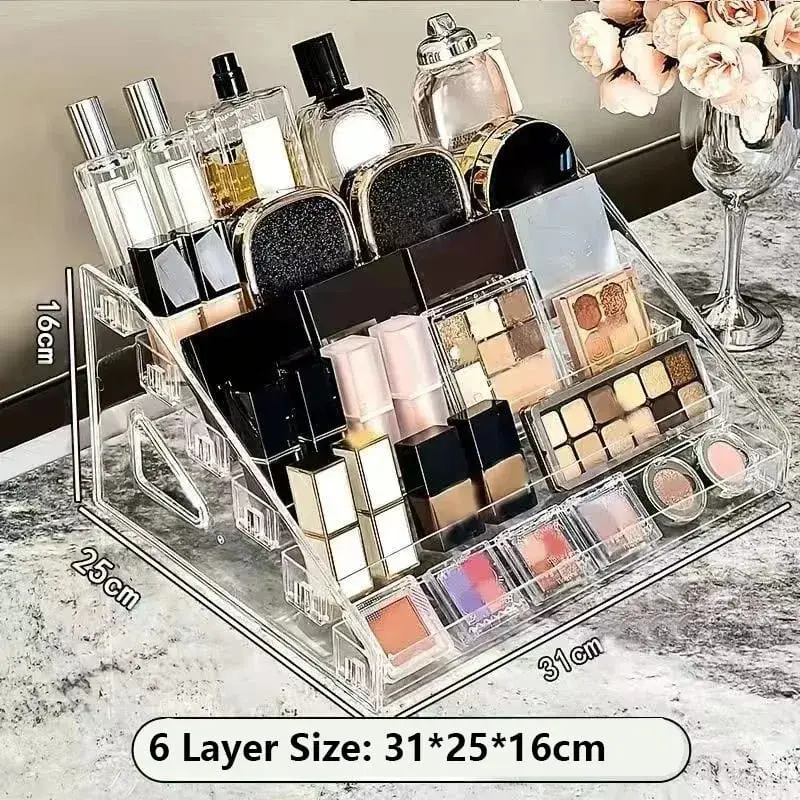 Transparent Cosmetic Organizer Display Case Multi-Layer Makeup Brushes Lipsticks Jewelry Hairpin Storage Rack Desktop Holder