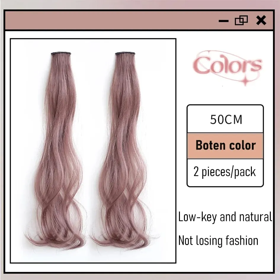 Synthetic 2 Pieces Set 50cm 60cm Colored Curly Hair Extensions Water Wave Pink Blue Purple Halloween Christmas Wig