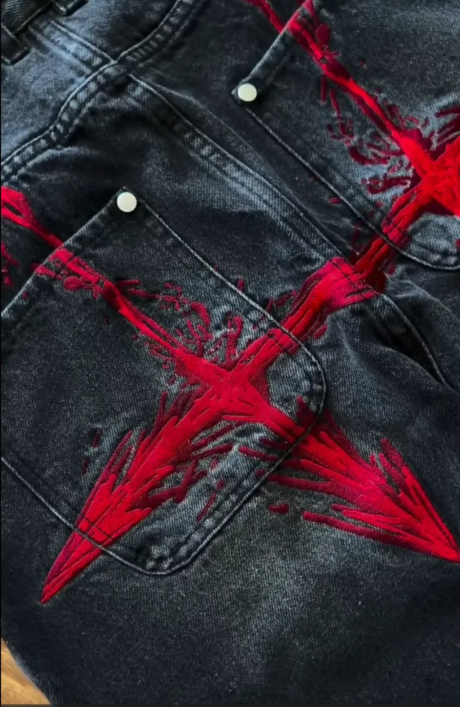 Retro Flame Arrow Embroidered Jeans Baggy Wide Leg Straight Denim Pants Men's Hip Hop Y2k High Waist Streetwear Men Clothing — image 5