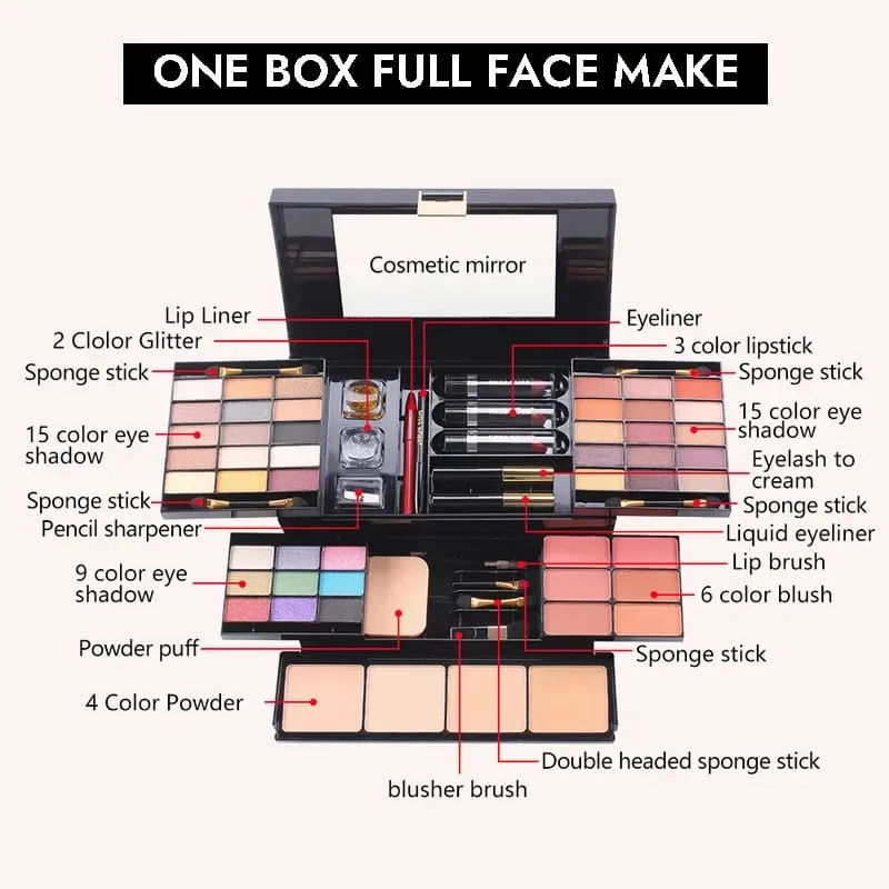 All in One Makeup Palette Set Combination of Eyeshadow Lip Gloss Lipstick Blush Highlight Powder in Compact Kit — image 5