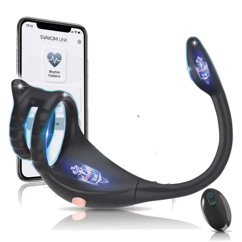 APP Penis Cock Ring Mand Trådløs Fjernbetjening Mand Ejakulationsforsinkelse Stimulator Anal Butt Plug Voksen Sexlegetøj til Mænd Par