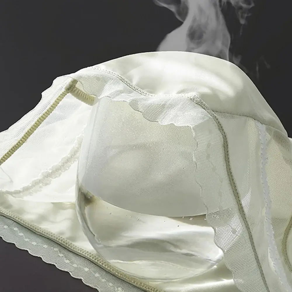 Men's Low Waist Triangle Underwear Sexy Elastic Lace Trim Silk Pouch Ultra-Thin Seamless Underpants plus Size Lingerie