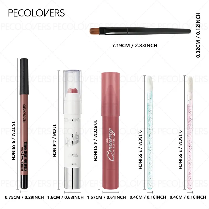6PCS/Set Nude Lip Makeup Set - Waterproof Creating Three-dimensional Lip Shape Suitable for Daily Makeup Halloween Gift