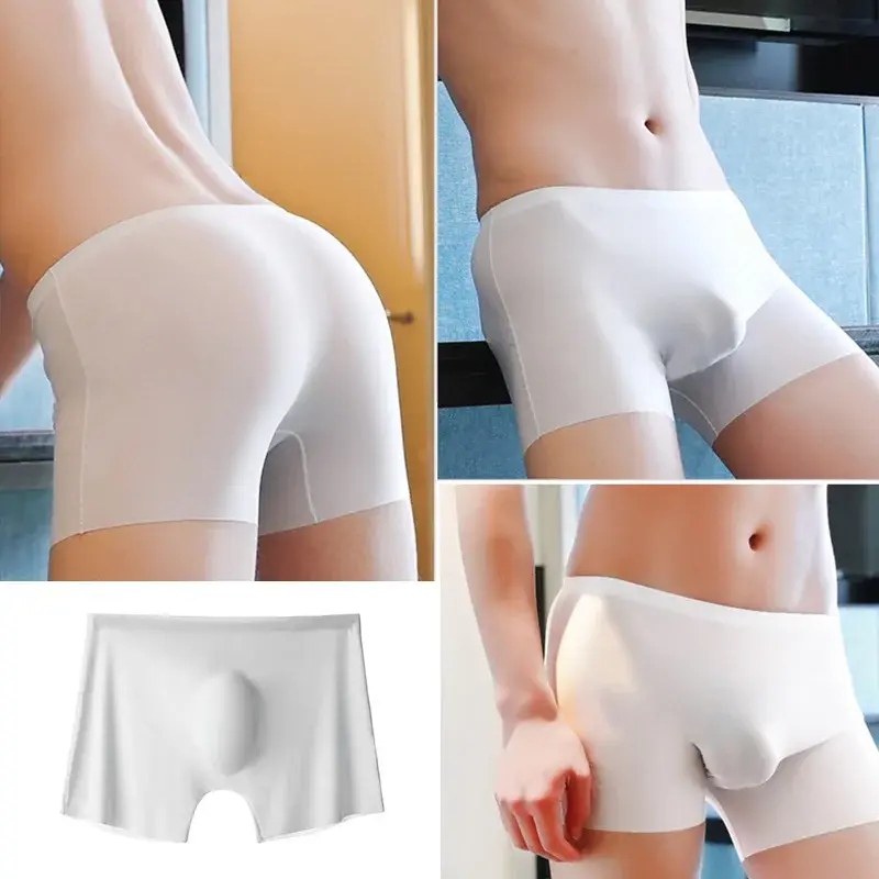 Men Underwear Soft Seamless Ice Silk Boxershorts Summer Ultrathin Underpants Elastic Transparent Panties Male Boxer Pants