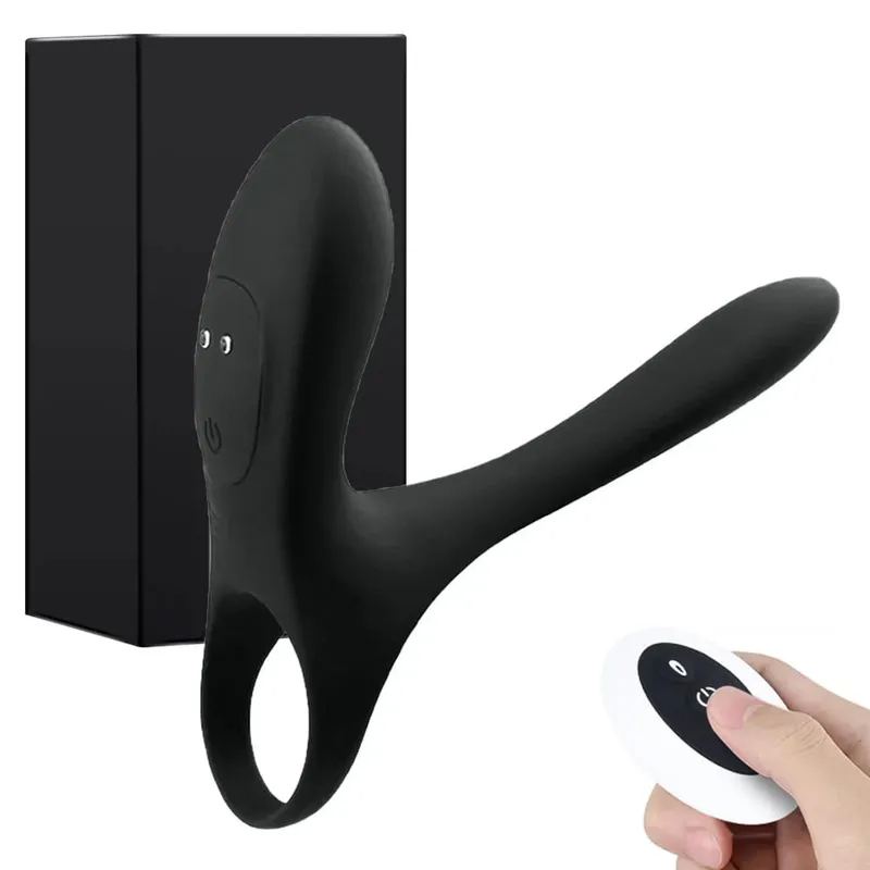Anel peniano vibrador com controle remoto sem fio, estimulação do clitóris, atraso na ejaculação, ampliação da ereção para homens, brinquedos sexuais masculinos