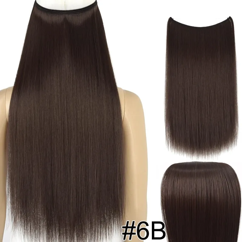 Synthetic Heat Resistant Hair Silky Straight Elasticity Invisible Wire Hair Extensions 8006