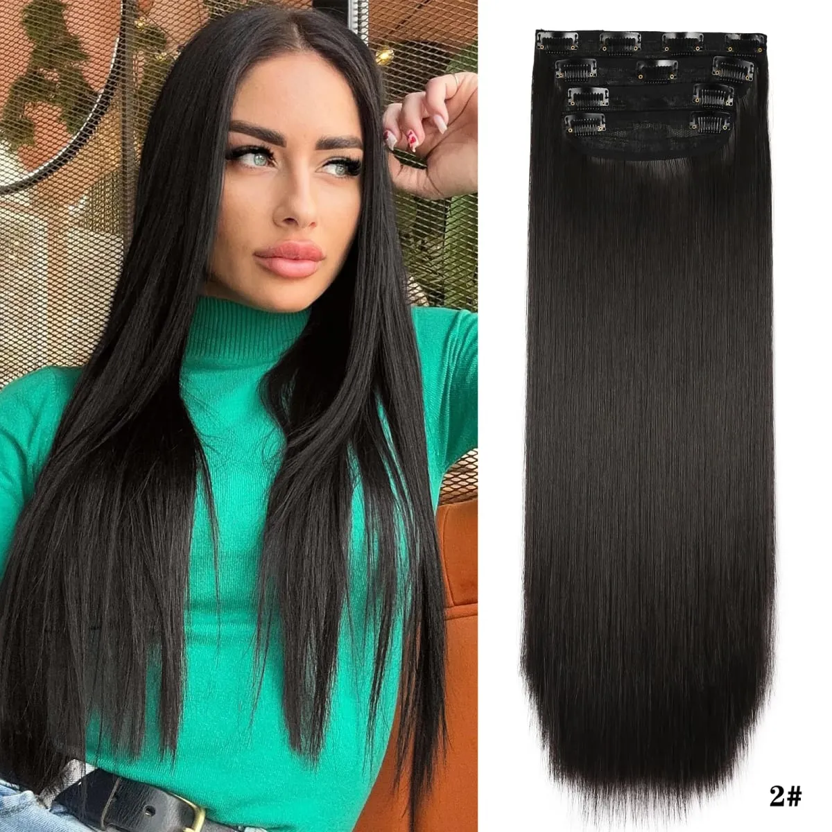 Leeons Wavy Clip In Hair Extensions 4 PCS Natural Soft Long Wavy Hairpieces Thick Double Weft Clip In Hair Extensions For Woman