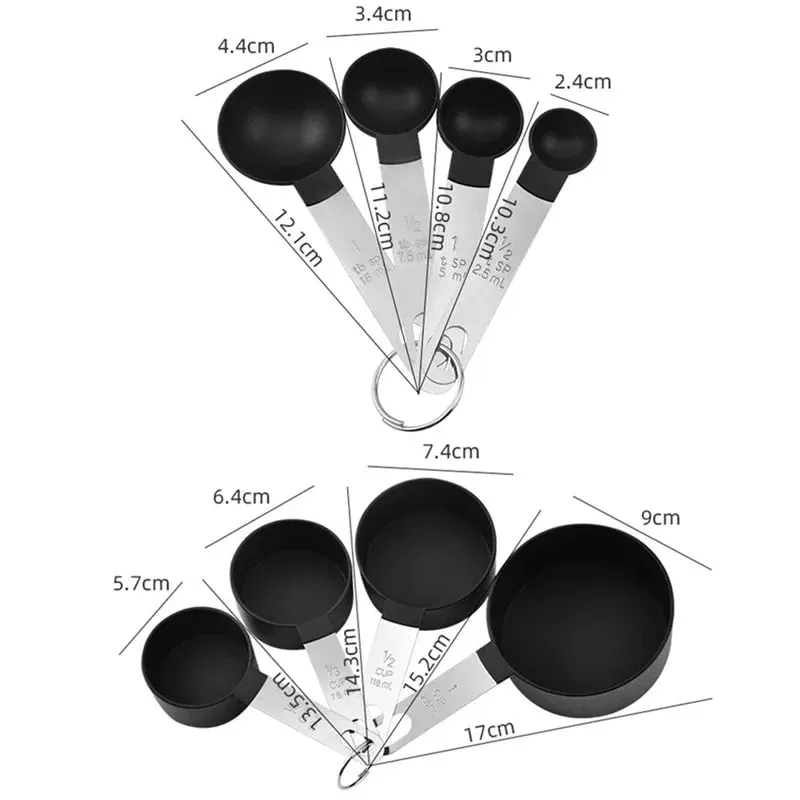 4/8PCS/Set Plastic Multi Purpose Measuring Cup Measuring Spoon Stainless Steel Handle With Graduated Measuring Baking Tools