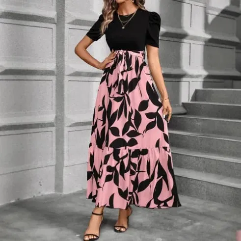 Vestidos femininos 2026 primavera verão floral impresso em torno do pescoço elegante vestido exótico estilo de férias roupas femininas