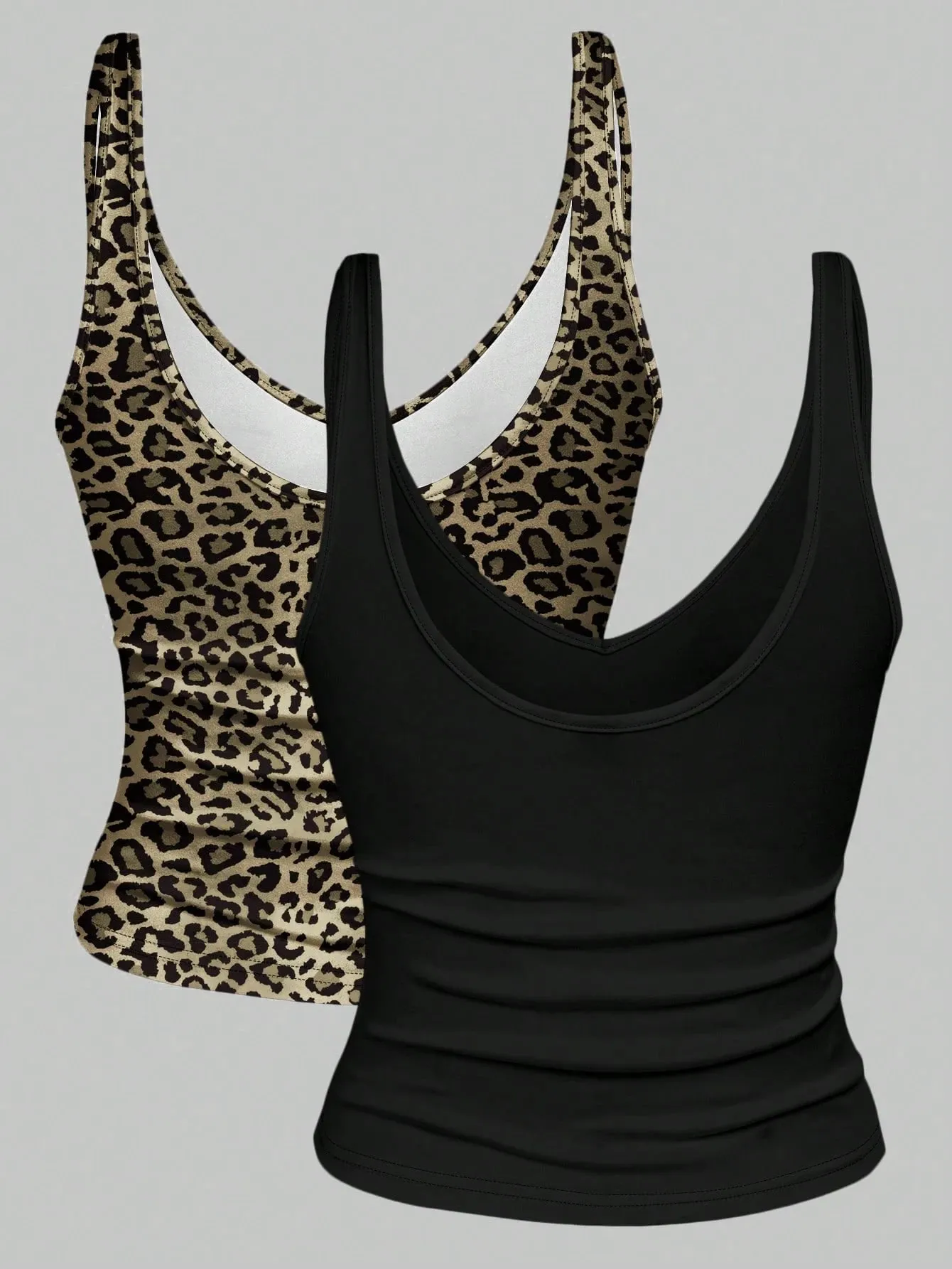 Spring/Summer/Autumn New Season Versatile Trendy Deep V-Neck Backless Tank Top Two-Piece Set