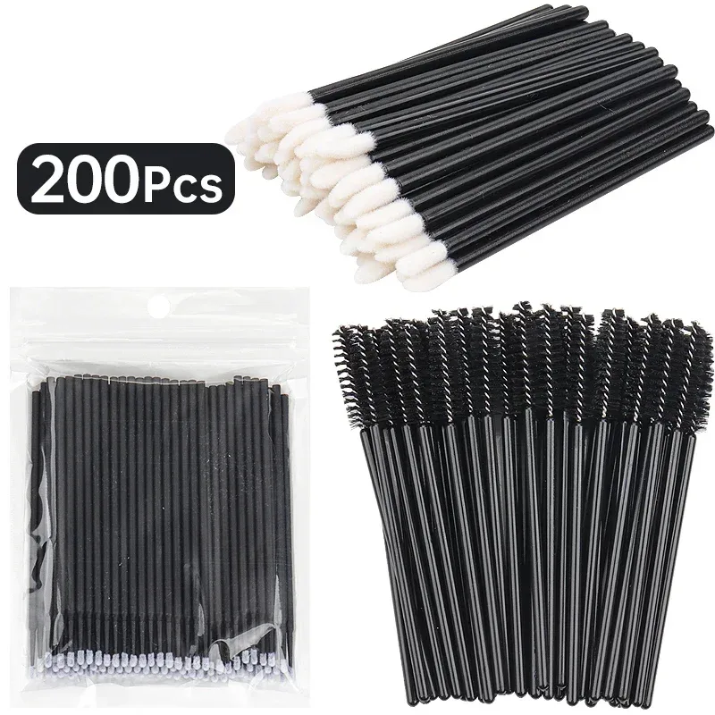 200 PCS Escovas Profissionais de Limpeza de Chicotes - Micro Varinhas de Salão para Remoção e Retenção de Extensão de Cílios | Kit de ferramentas sem fiapos