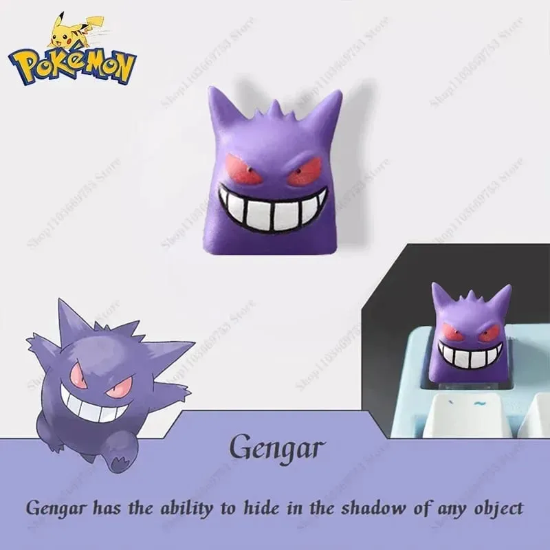 Pokemon Anime Cute Tail Keycaps Pikachu Gengar Eevee Keyboard Cap for Cross Shaft Mechanical Keyboard 3D Resin Keycaps Best Gift — image 3