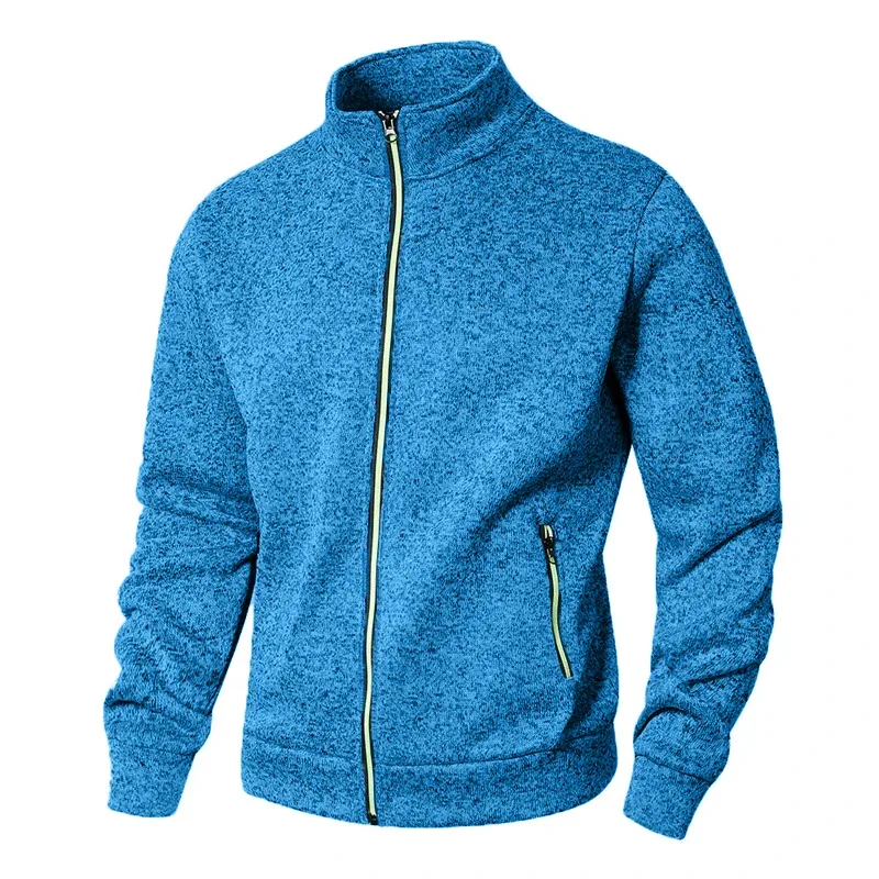 Panlalaking Stand Collar sweatshirt kaswal na zipper Cardigan Jacket sa labas ng Long Sleeve Solid Color Pullover Magaang Streetwear